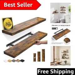 Decorative 2-Pack Floating Shelves – 22.5” Rustic Wood Storage Solution