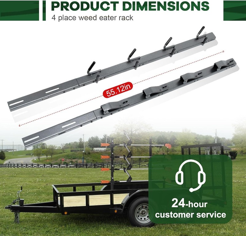 4 Place Lockable Weedeater Trimmer Rack Kit Steel For Enclosed / Open Trailer gallery