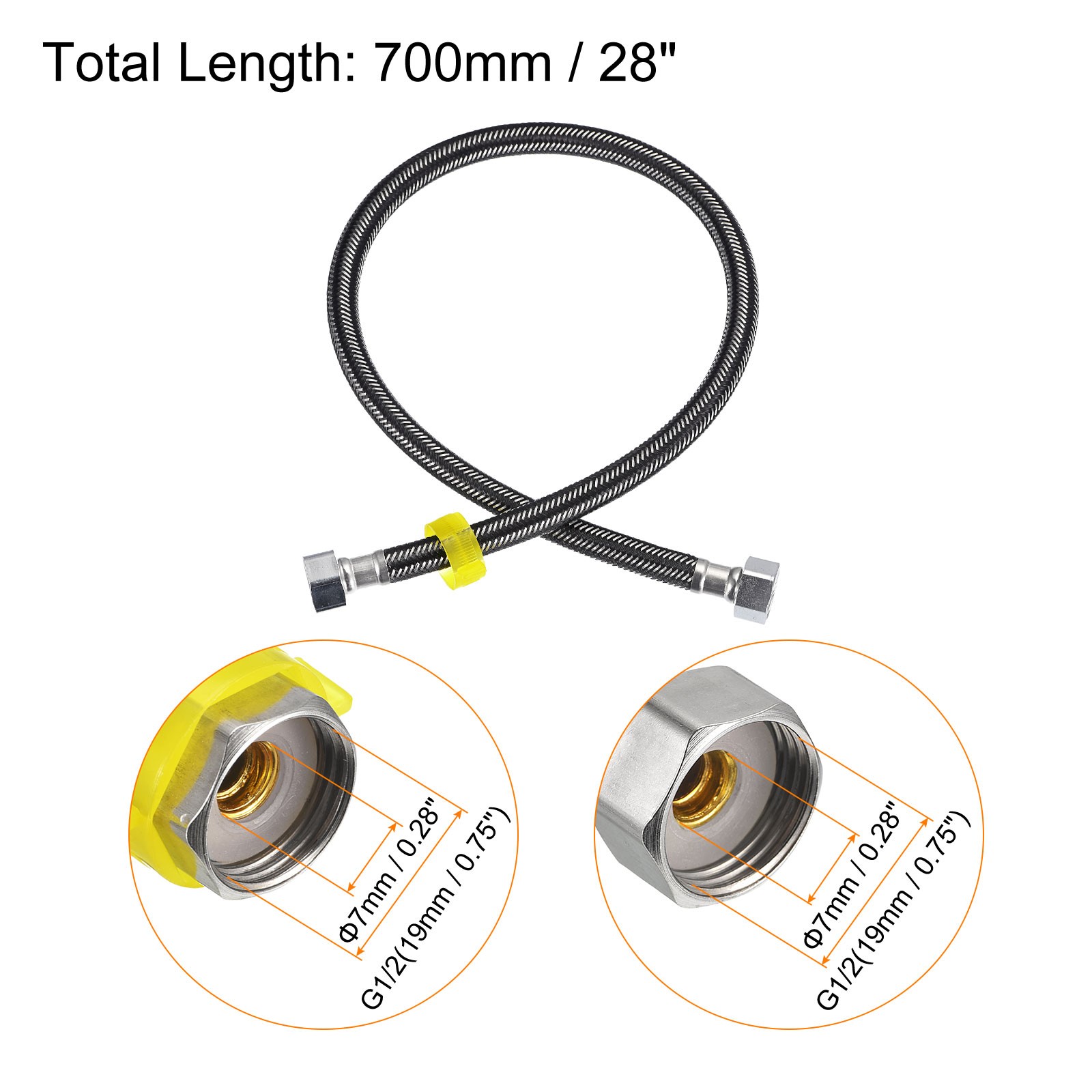 Faucet Supply Line Connector G1/2 Female x G1/2 Female 28" Hose Black gallery