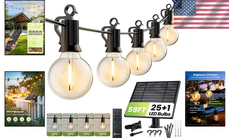 58FT Solar String Lights Outdoor LED with Remote and Timer Waterproof Decor gallery