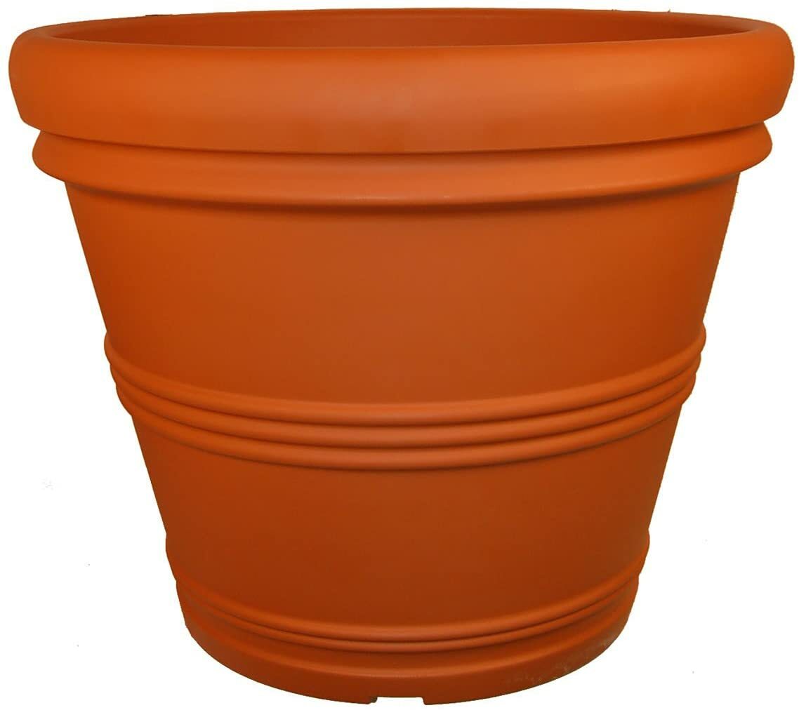 Tusco Products RR245TC Plastic Rolled Rim Garden Pot, Terra Cotta Color, 24.5" gallery