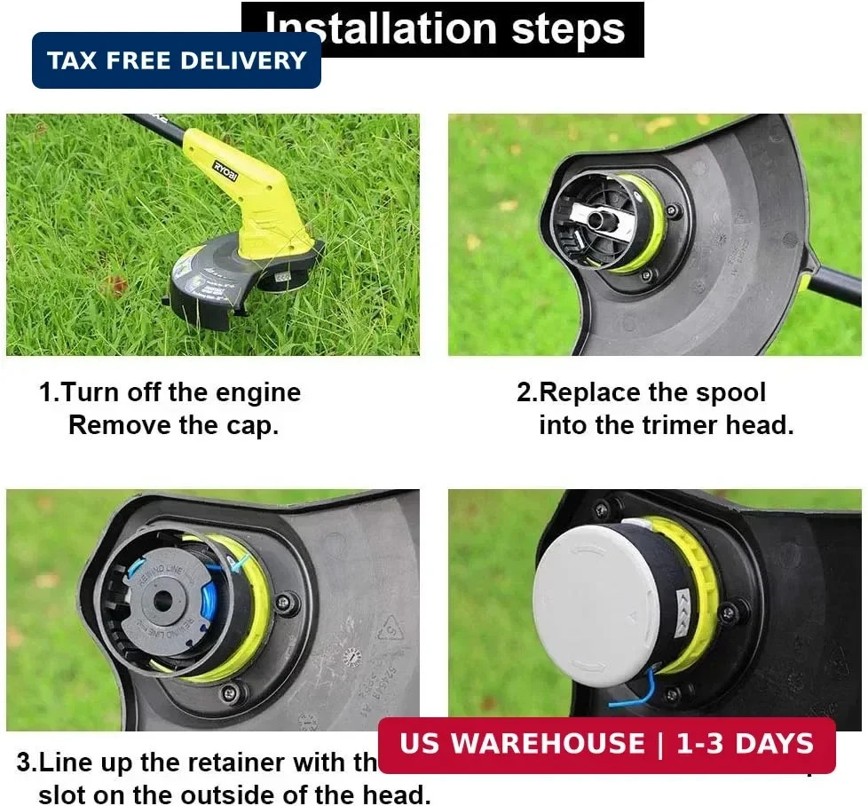 6 Spools & 1 Cap for Ryobi One+ 18V 24V 40V Cordless Weed Eater gallery