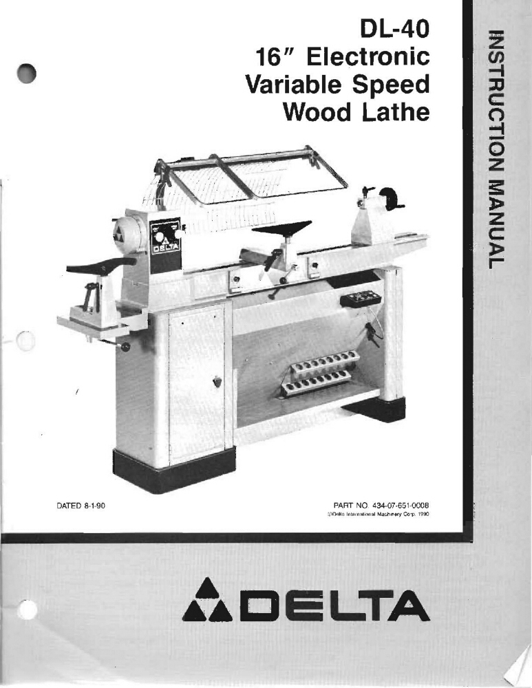 Delta Rockwell DL-40 16" Electronic Variable Speed Wood Lathe Instructions gallery