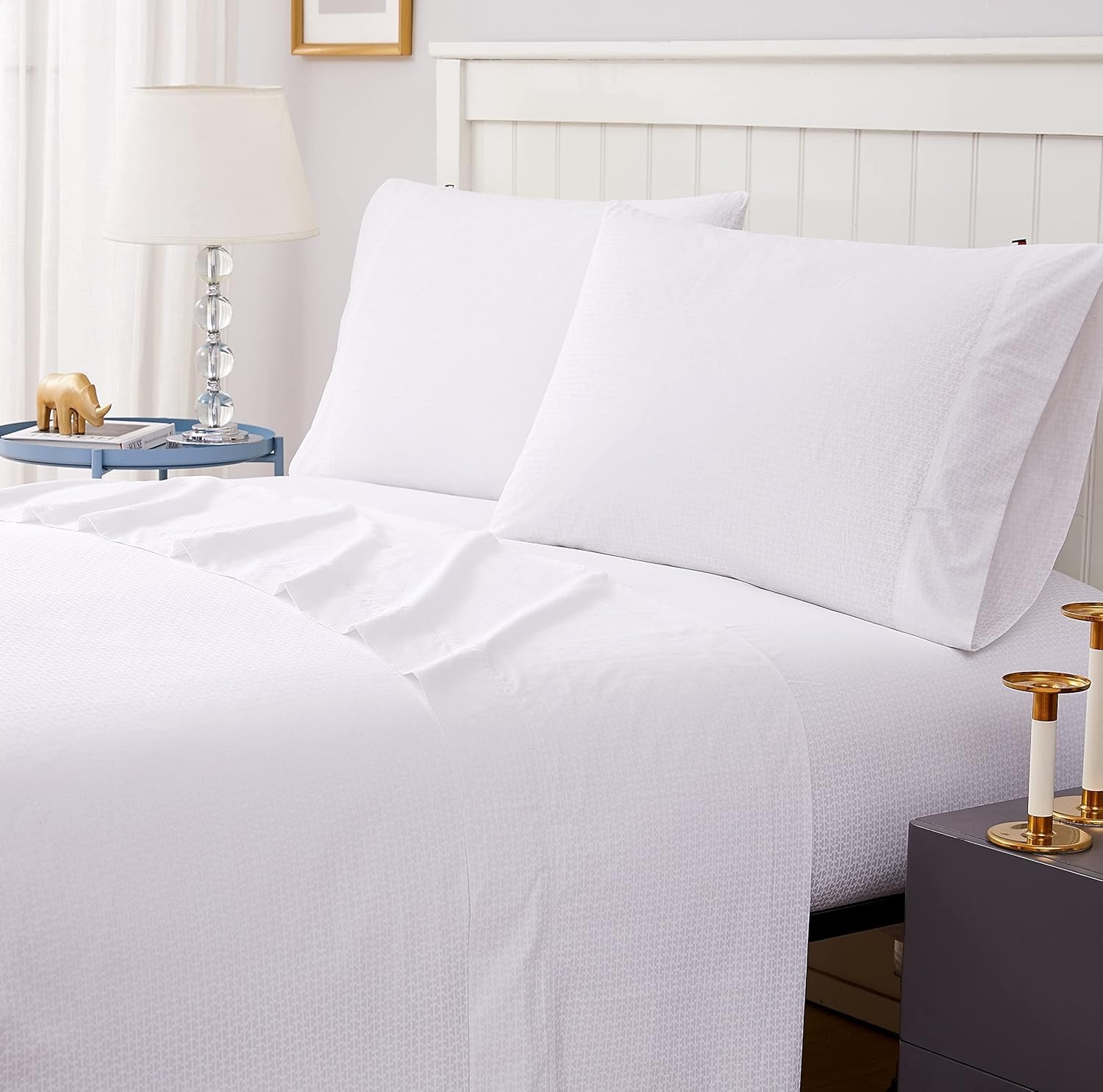 4PC Sheets Set Ultra Soft White Twin XL by Kaycie Gray Basics gallery