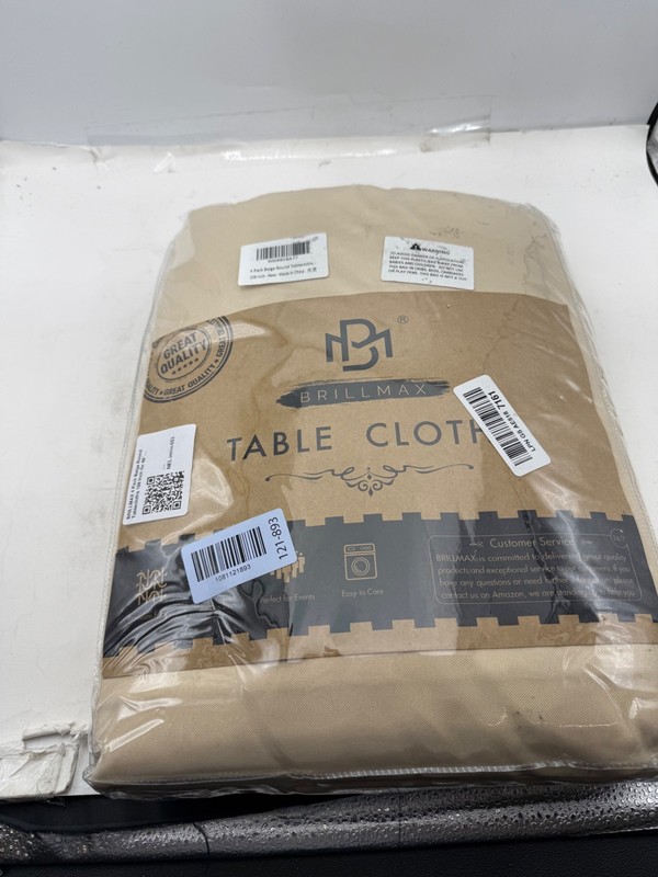 BRILLMAX 4 Pack Beige Round Tablecloths 108 Inch for 48” Tables - 150 GSM gallery