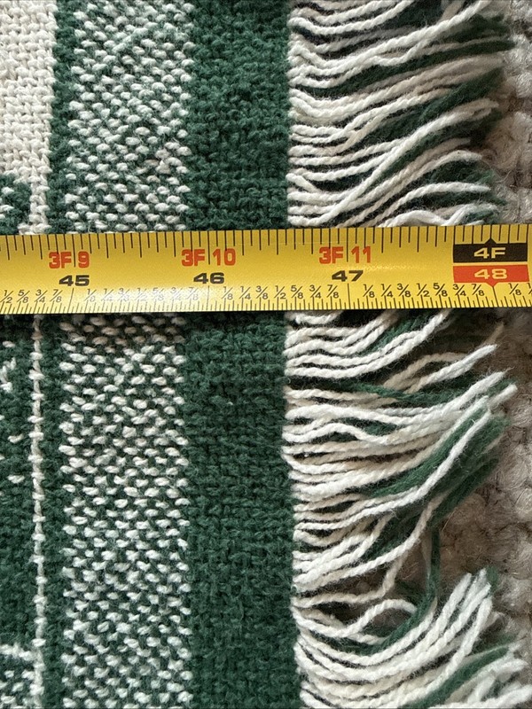 Green White Colonial WILLIAMSBURG Virginia VA Woven THROW Blanket No Tag Vintage gallery