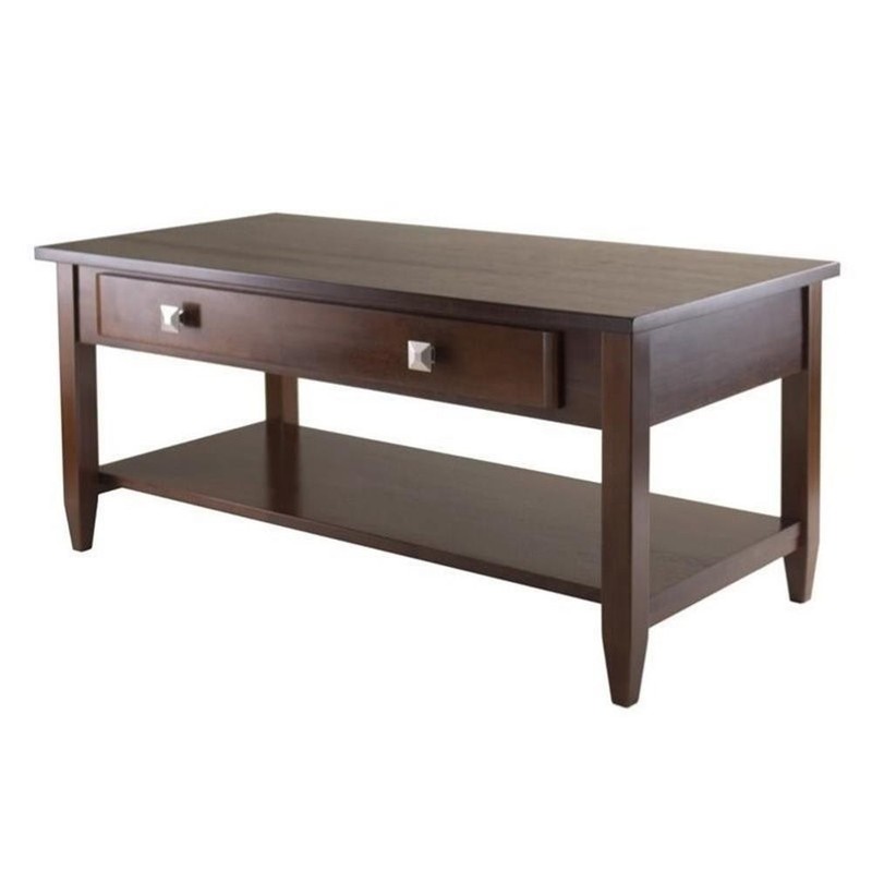 Pemberly Row Transitional Solid Wood Coffee Table with Tapered Leg in Walnut gallery