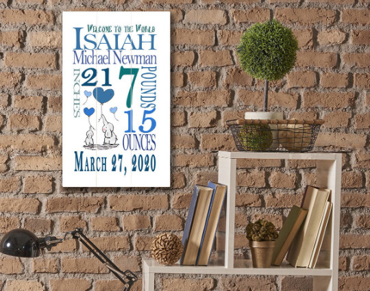 Personalized New Baby Boy Gift Wall Art Custom Newborn Boy Nuresery Decor gallery