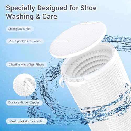 Shoe Washing Machine Bag with 2 Separate Mesh Pockets - Wash Laces, White gallery
