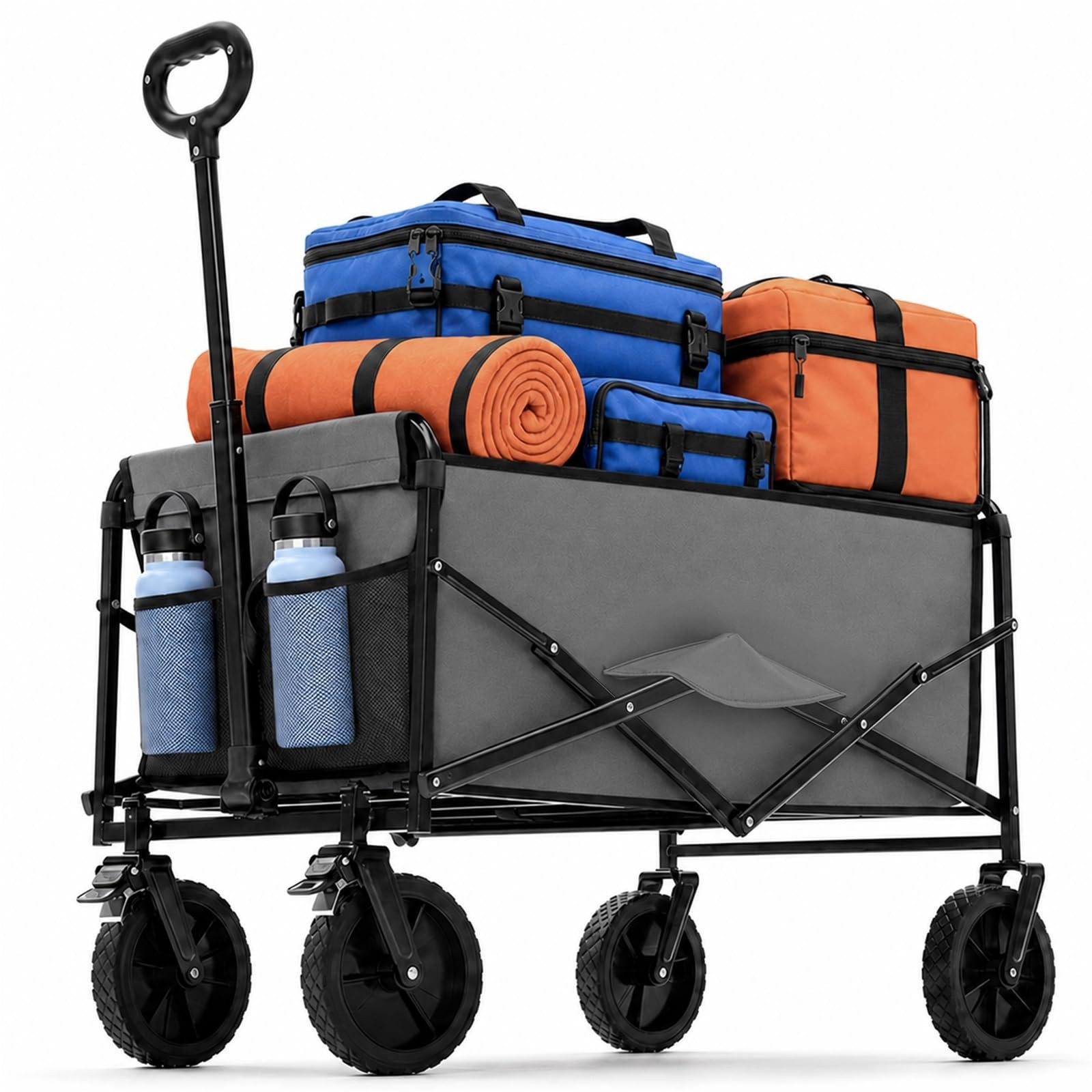 Heavy Duty Collapsible Wagon Cart - Foldable Utility with Lockable Brake Wheels, gallery