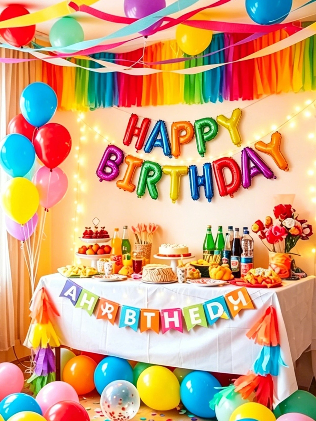 43Pcs Rainbow Happy Birthday Balloons Set Foil Letter Latex Party Decorations gallery