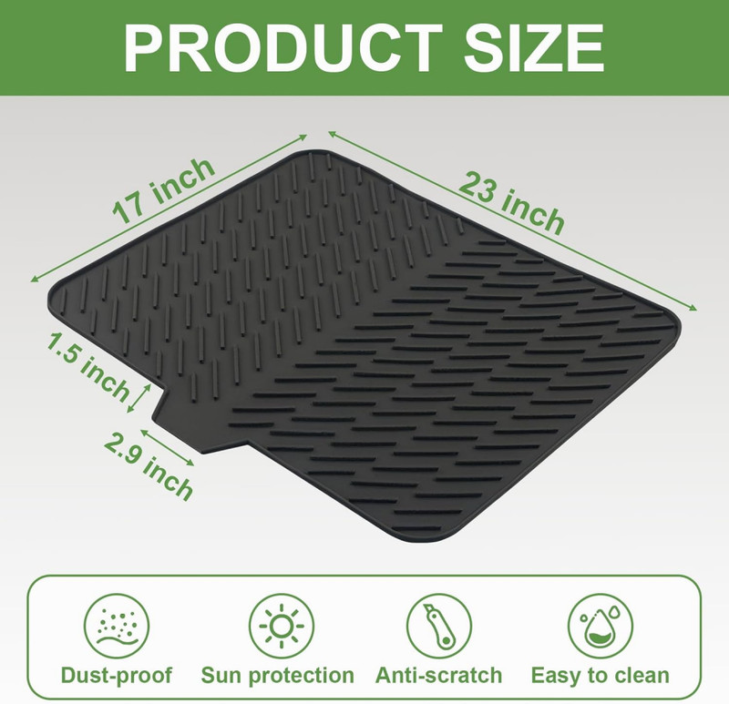 Silicone Large Size Dish Drying Mat with Built-in Drain Lip Dish Drainer Mats gallery