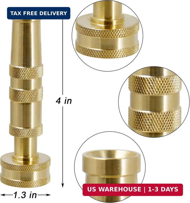 Triumpeek Solid Brass Hose Nozzle, 4 Pack 4"L Heavy Duty Brass Garden Hose Nozzl gallery