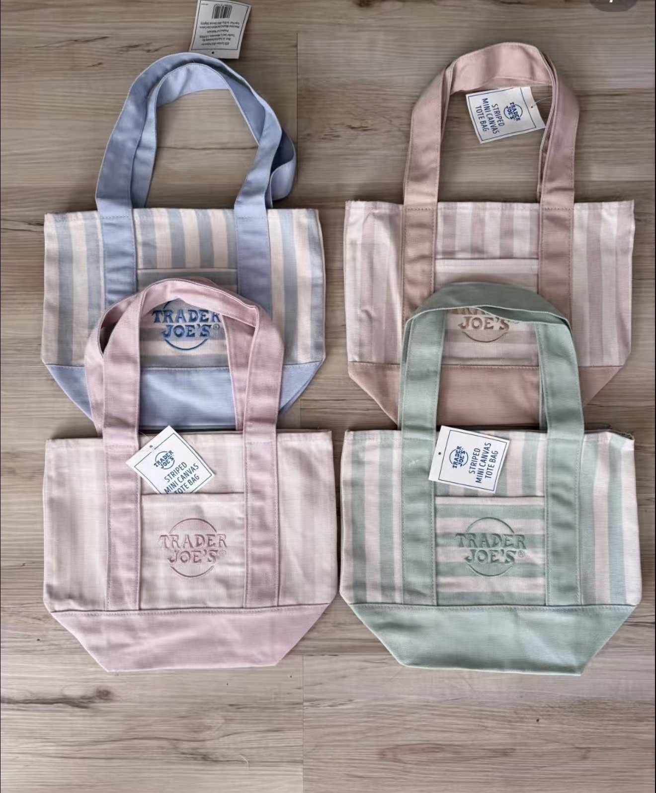 Trader Joe’s Mini Pastel Stripe Canvas Tote Bag Limited Edition Set Of 4 2026 gallery