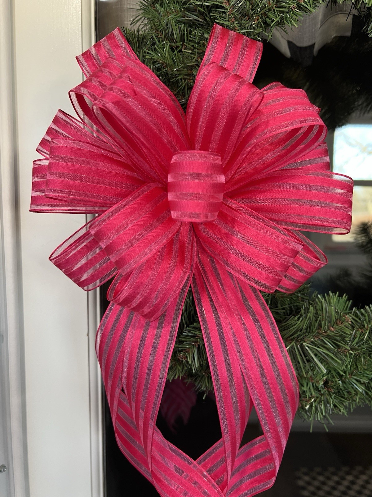 Handmade Hot Pink Satin Spring Easter Summer All Year Wreath Bow gallery