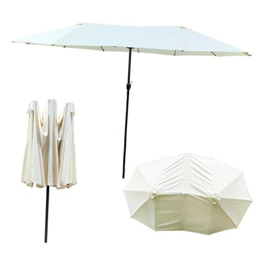 Patio Umbrella Replacement Canopy 12 Ribs for 15'X9' Double Sided Patio White gallery
