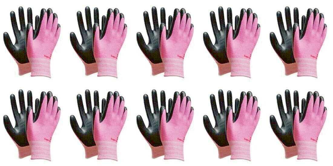 3M Nitrile Rubber Coated Work Gloves, Thin TouchScreen Washable 10 Pack Pink gallery