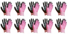 3M Nitrile Rubber Coated Work Gloves, Thin TouchScreen Washable 10 Pack Pink