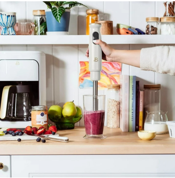 Beautiful 2-Speed Immersion Blender with Chopper & Measuring Cup, White Icing gallery