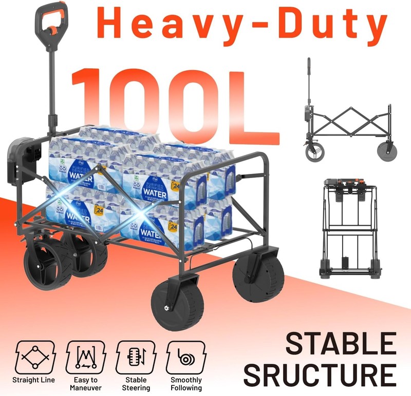 Electric Folding Utility Wagon Cart – All-Terrain Portable Powered Wagon with... gallery