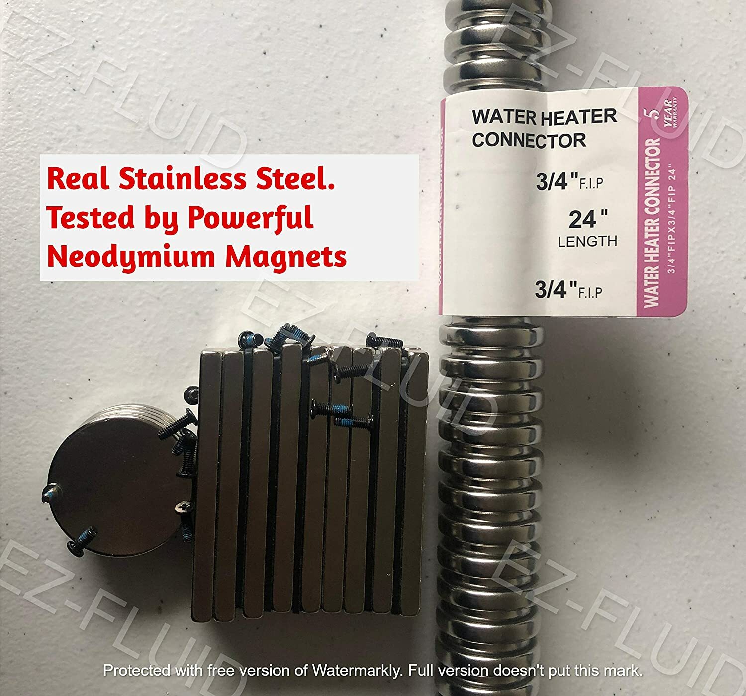 2Pcs Corrugated Stainless Water Heater Supply Connector Hose Lines 3/4"FIP X 24" gallery