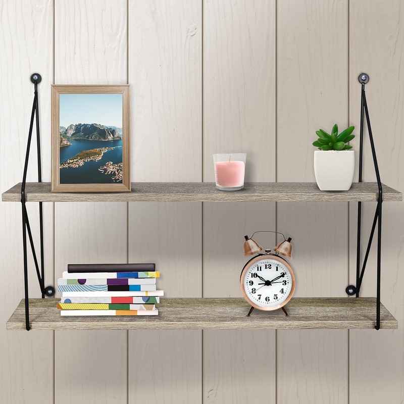 Sorbus Floating Shelves, Rustic Hanging Wall Shelf Décor - 24 Inches - 2 Tier gallery