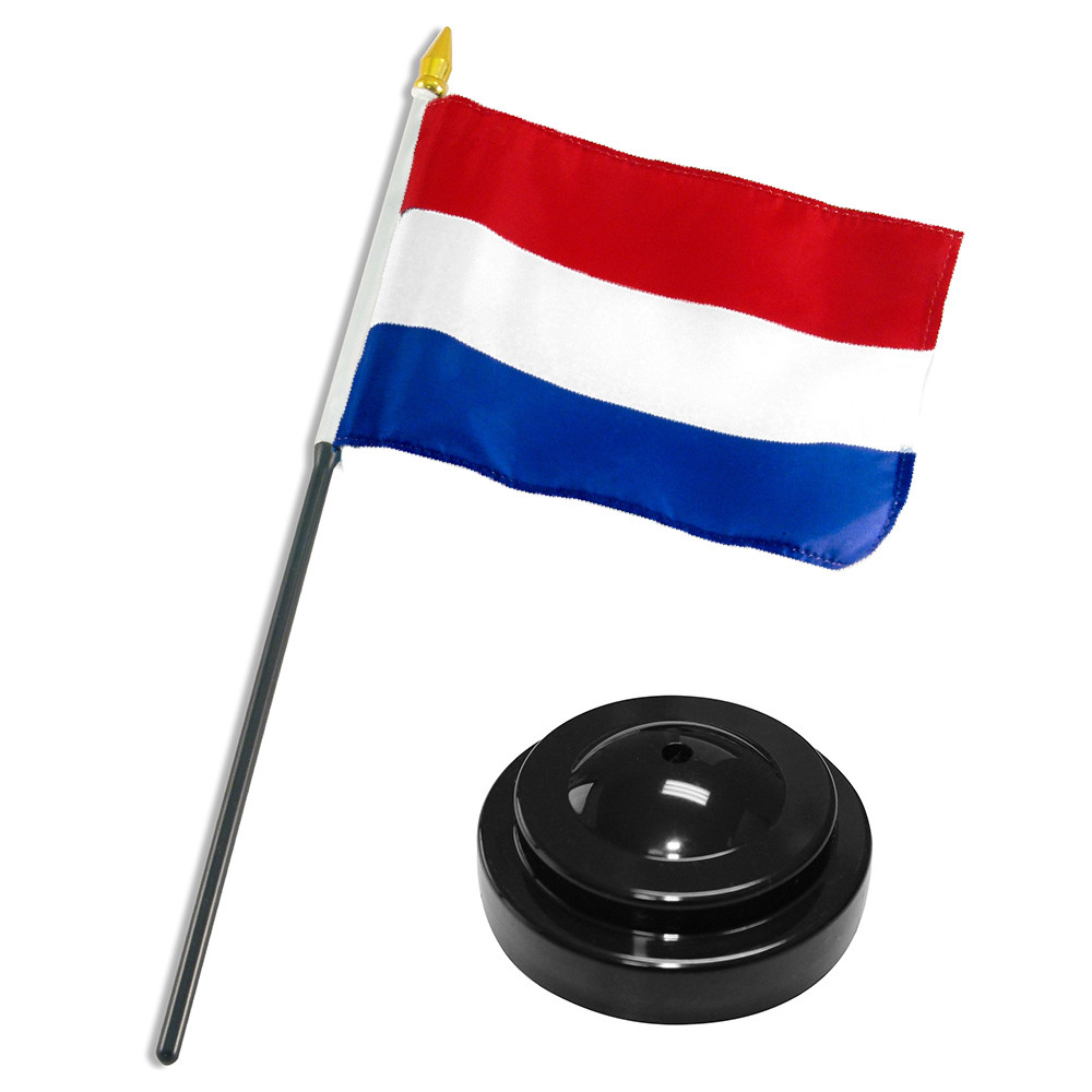 Netherlands Holland 4"x6" Flag Desk Set Table Stick Black Base gallery