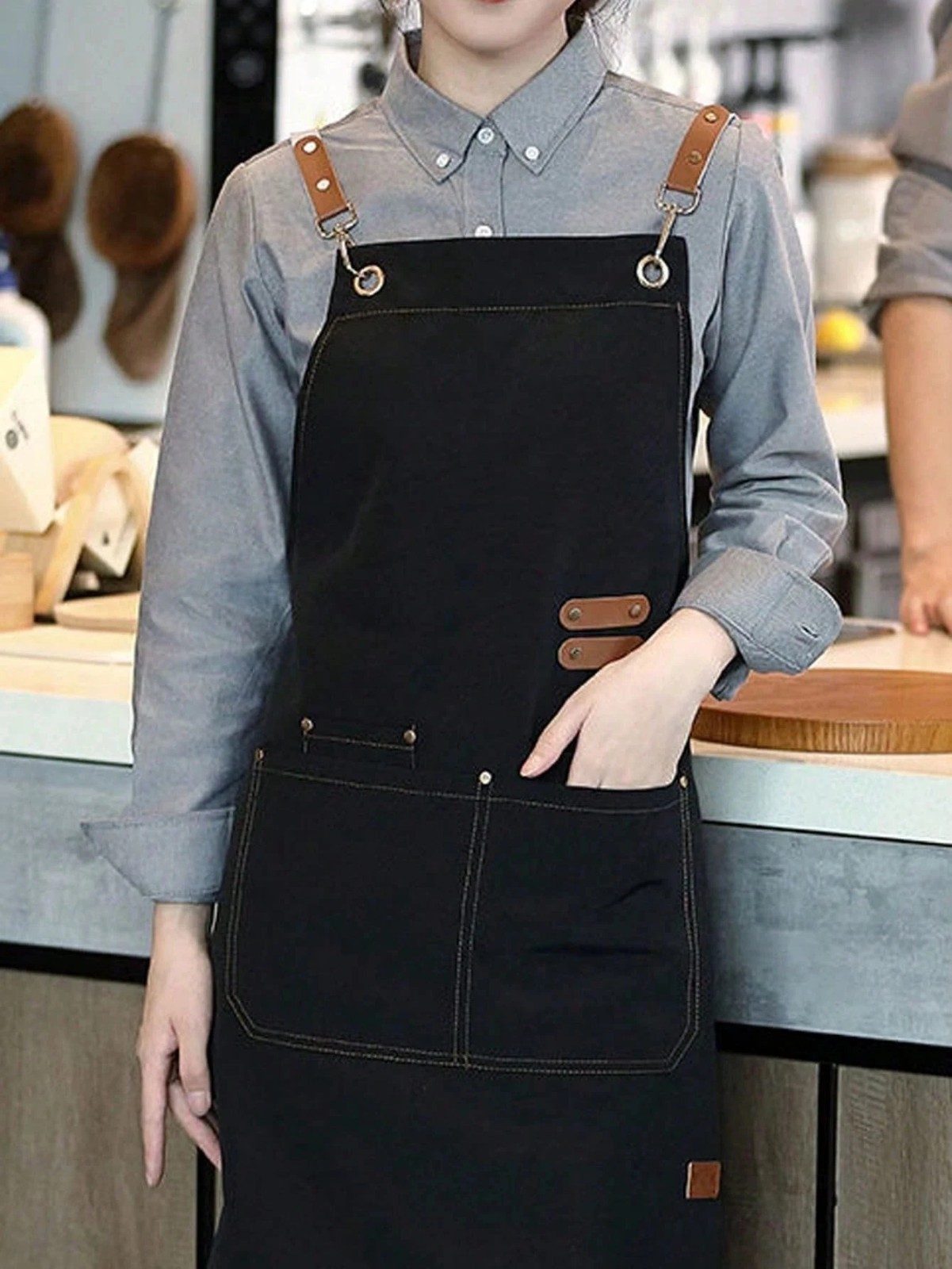 HEAVY DUTY Canvas Kitchen Chef Cooking Apron Cross-Back Adjustable Bib Work BBQ gallery