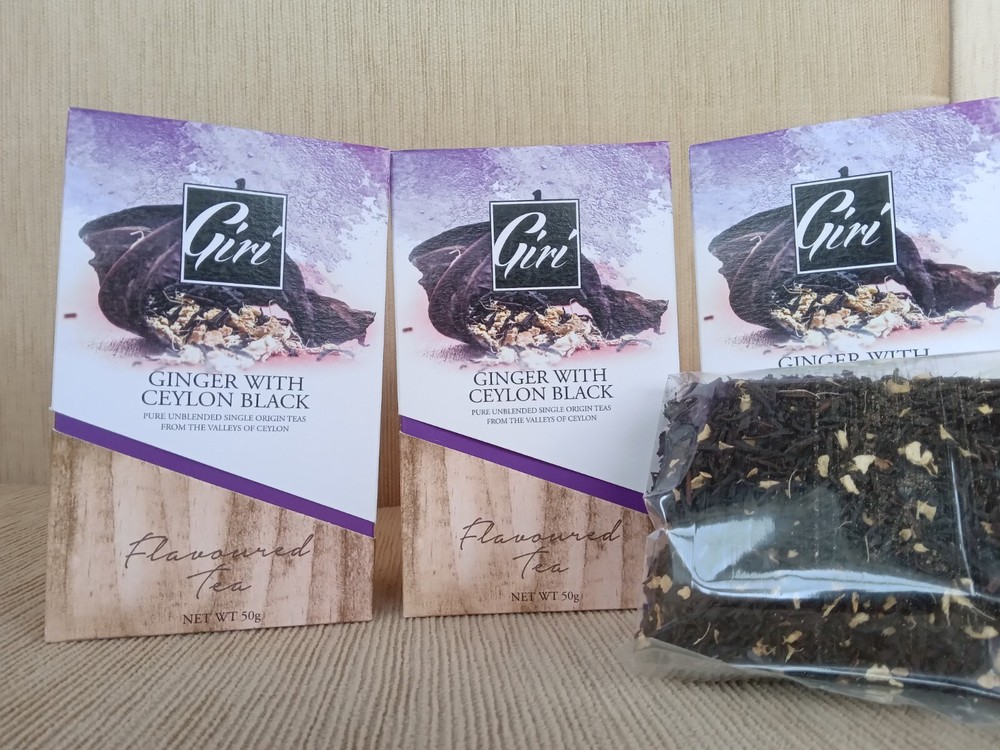 GINGER CEYLON BLACK TEA COPPERY BRIGHT NATUREL FLAVOURED CHIPS HANDPICKED
