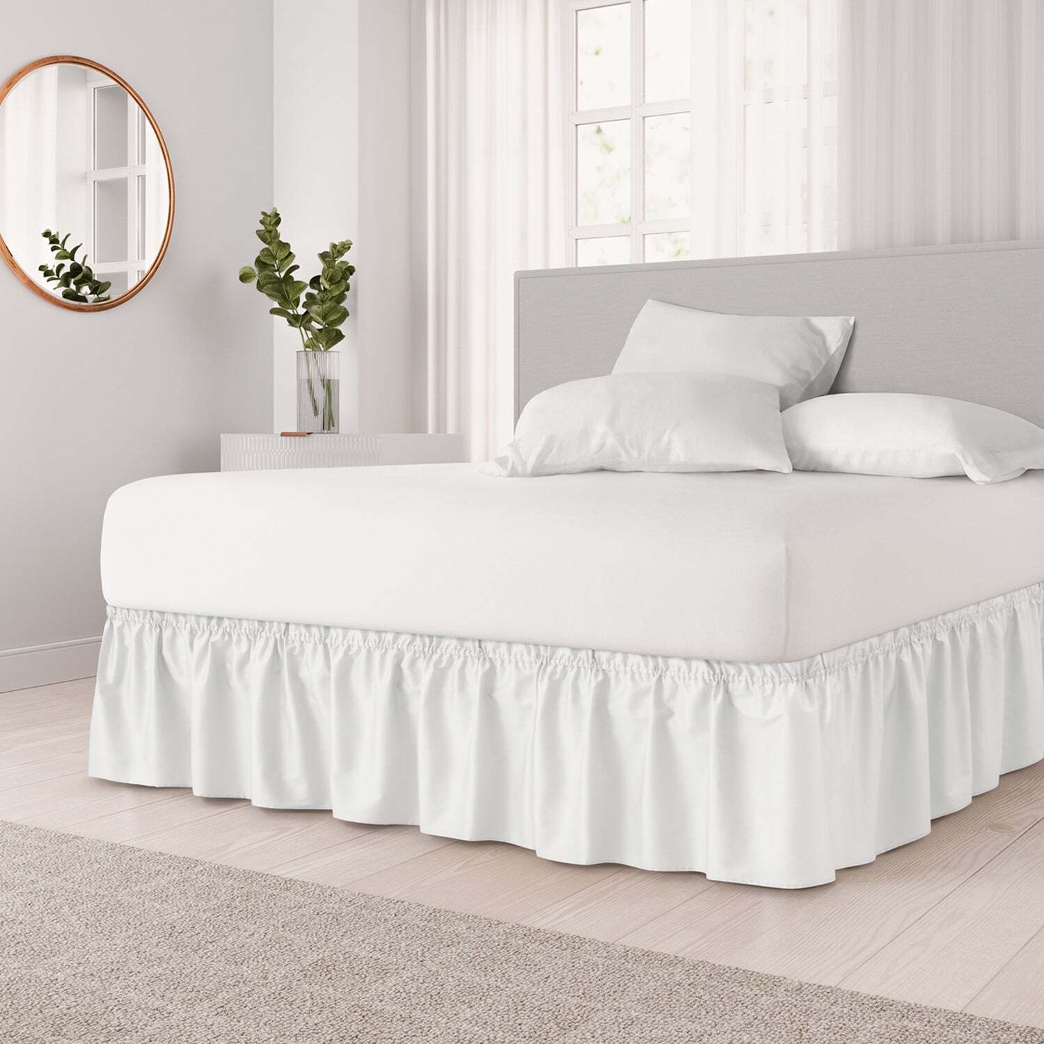 Wrap Around Dust Ruffle Bed Skirt, Easy Fit & Pleated 12" Drop by CGK Linens gallery