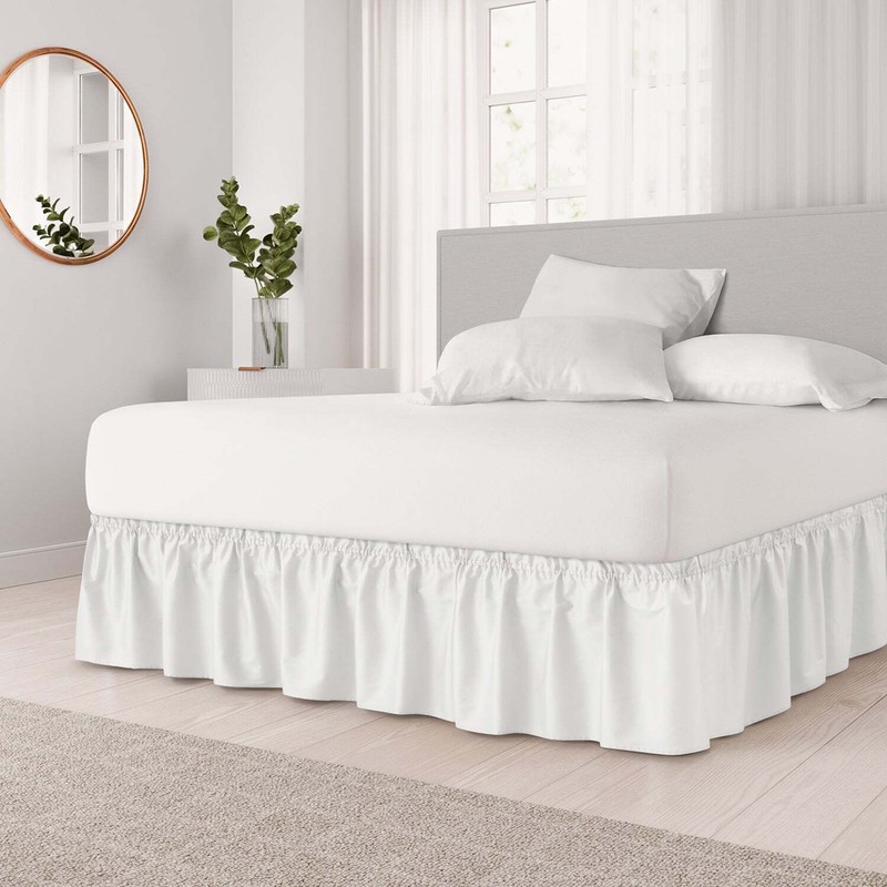 Wrap Around Dust Ruffle Bed Skirt, Easy Fit & Pleated 12" Drop by CGK Linens gallery