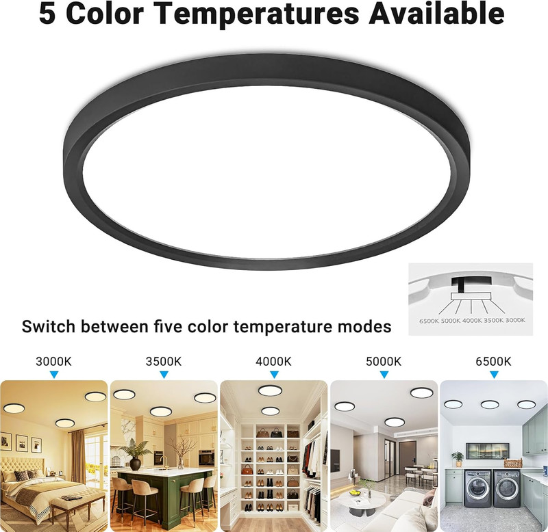 LED Flush Mount Ceiling Light,7Inch 15W,3000K/3500K/4000K/5000K/6500K 5 Color Te gallery