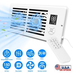 Register Booster Fan Smart Temperature Control 4″x10″ Heating Cooling Vent Fan