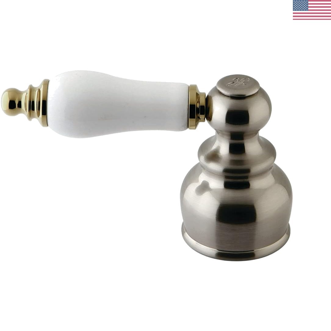 Ceramic and Oak Hot Side Handle For KB609B, Brushed Nickel/Polished Brass gallery