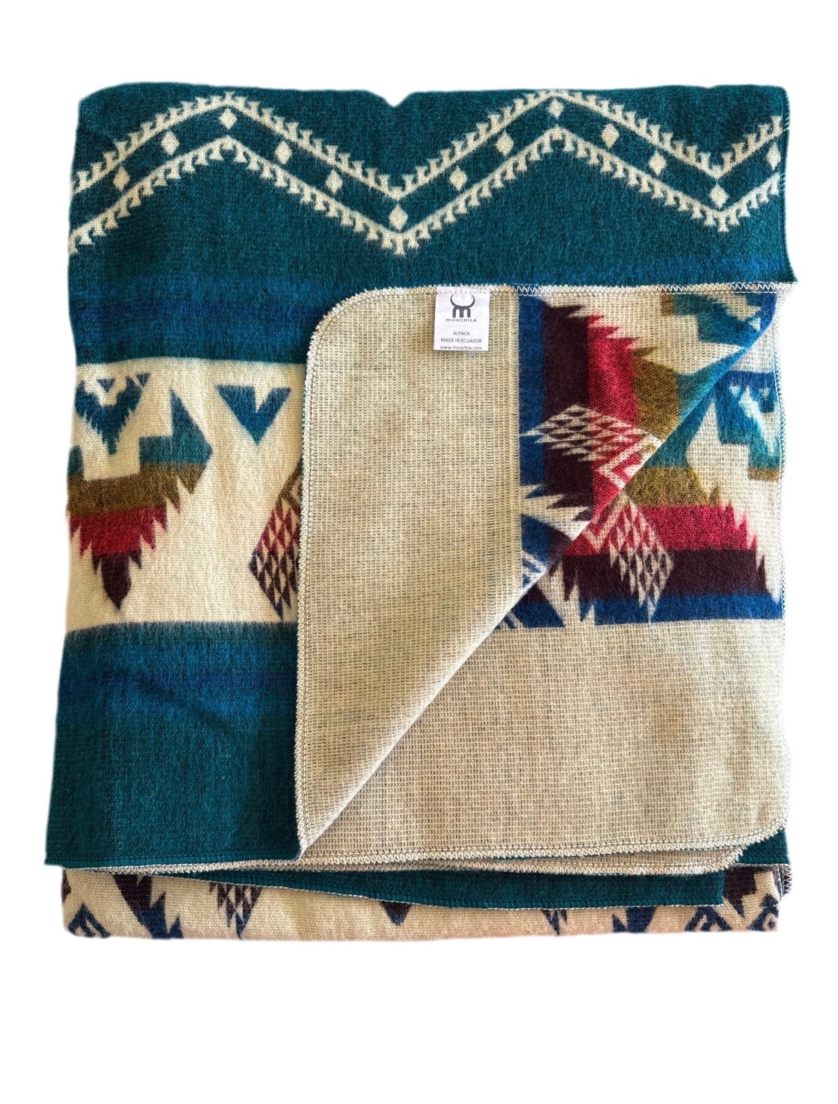Alpaca Blanket - Cozy Colorful Native Pattern Throw - Made in Ecuador - 20267 gallery