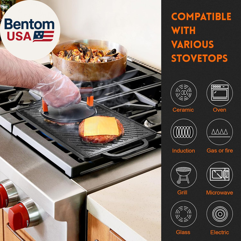 Cast Iron Reversible Grill Griddle，Double Sided Grill Pan Perfect for Gas Grills gallery