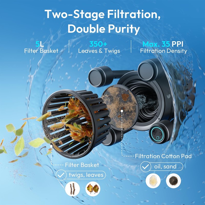 Pool Surface Skimmer Robot, Pool Cleaner with App Control,5L Filter, Dual Cleani gallery