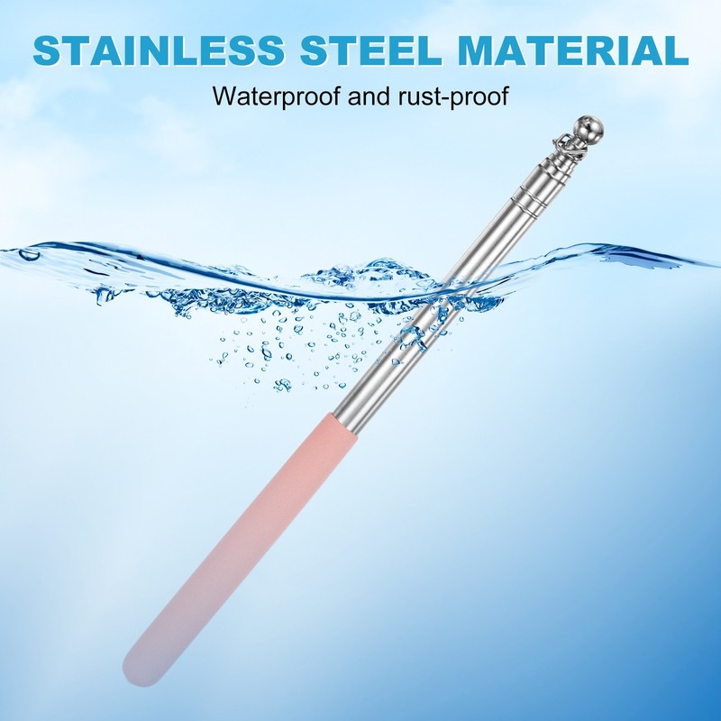 2-Pack Telescopic Handheld Flagpoles, 5.2ft/1.6m Stainless Steel Pole [Pink] gallery