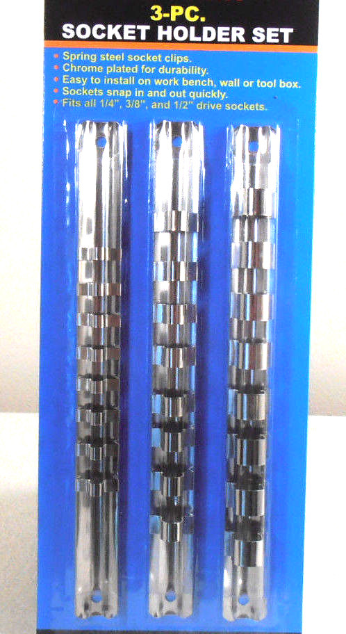 SOCKET HOLDER Set 1/4" 3/8" 1/2" Drive Tray Holder Organizer Standard Wall Mount gallery