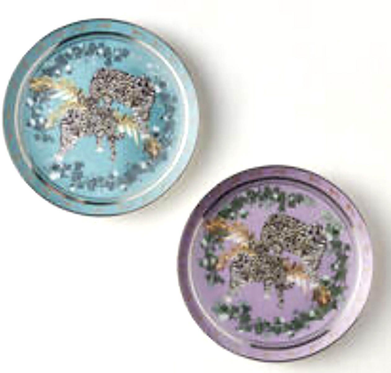CB2 Loki tiger~Matthew Williamson~SET of 2~Dessert 8.25 Plates~Lavendar Turquose gallery