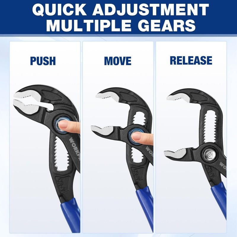 WORKPRO 5inch Water Pump Plier Quick Adjust Groove Joint Quick Release Push Lock gallery