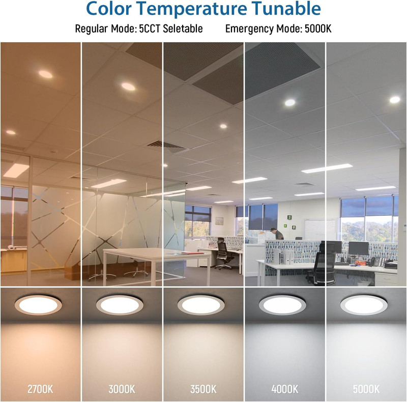 6" Ultra-Thin LED Emergency Light, 90 Min Backup, 5CCT Tunable Ceiling Light gallery