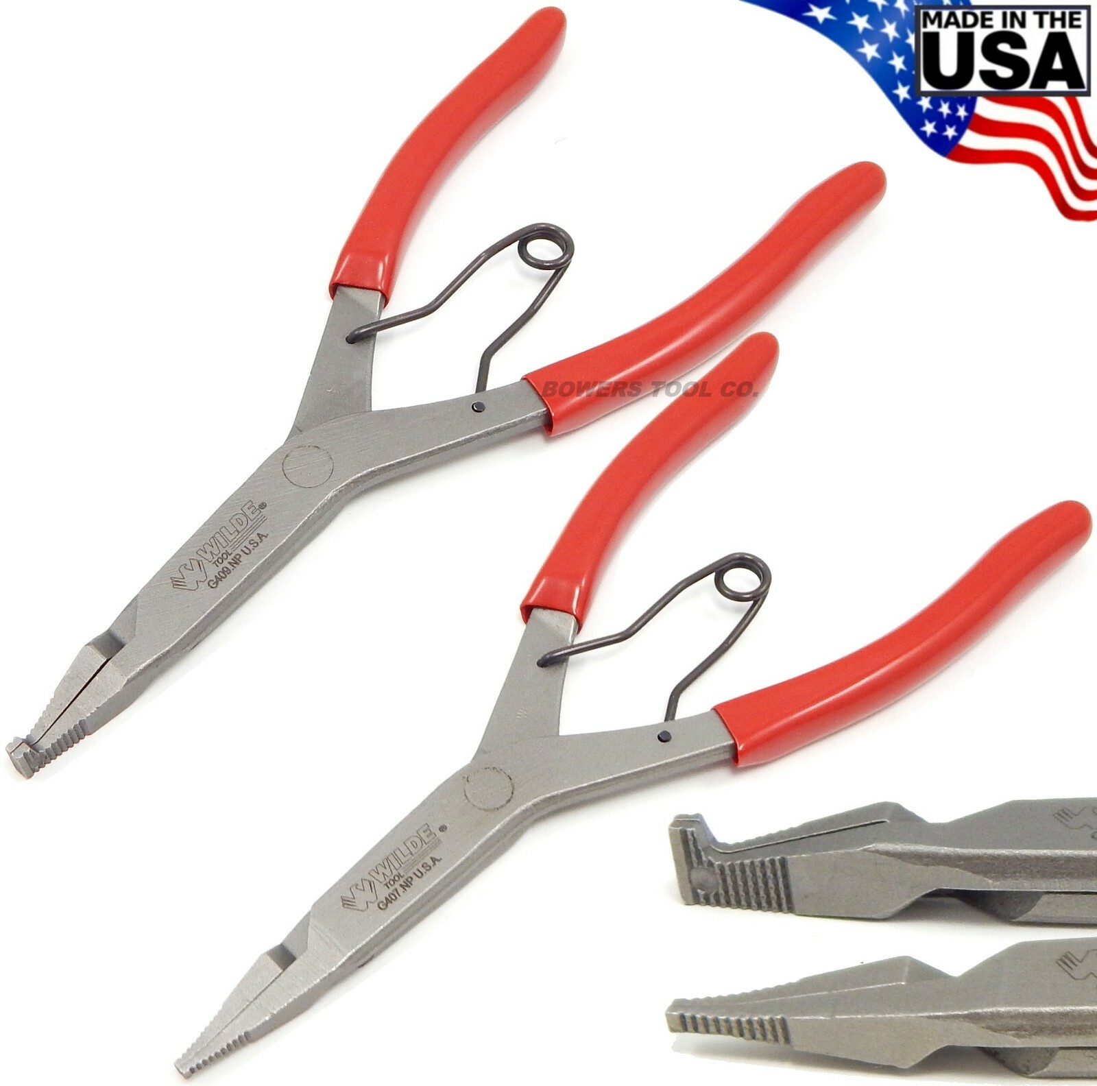 Wilde Tool 9” Right Angle & Straight Lock Ring Plier Set Snap Retaining USA MADE gallery