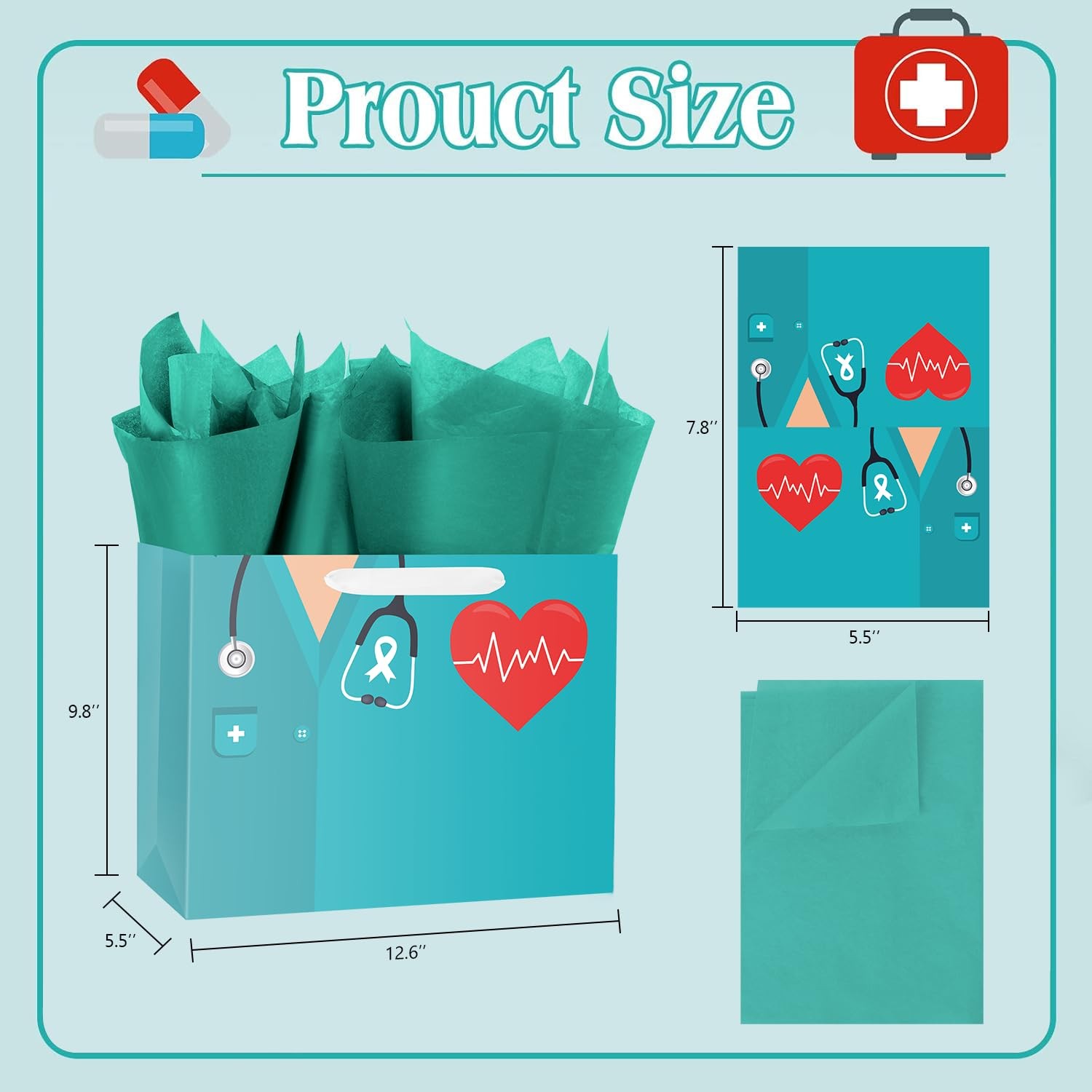 Nurse Graduation Gift Bag with Tissue Paper 12.6" Nursing Medical Grad Congrats gallery