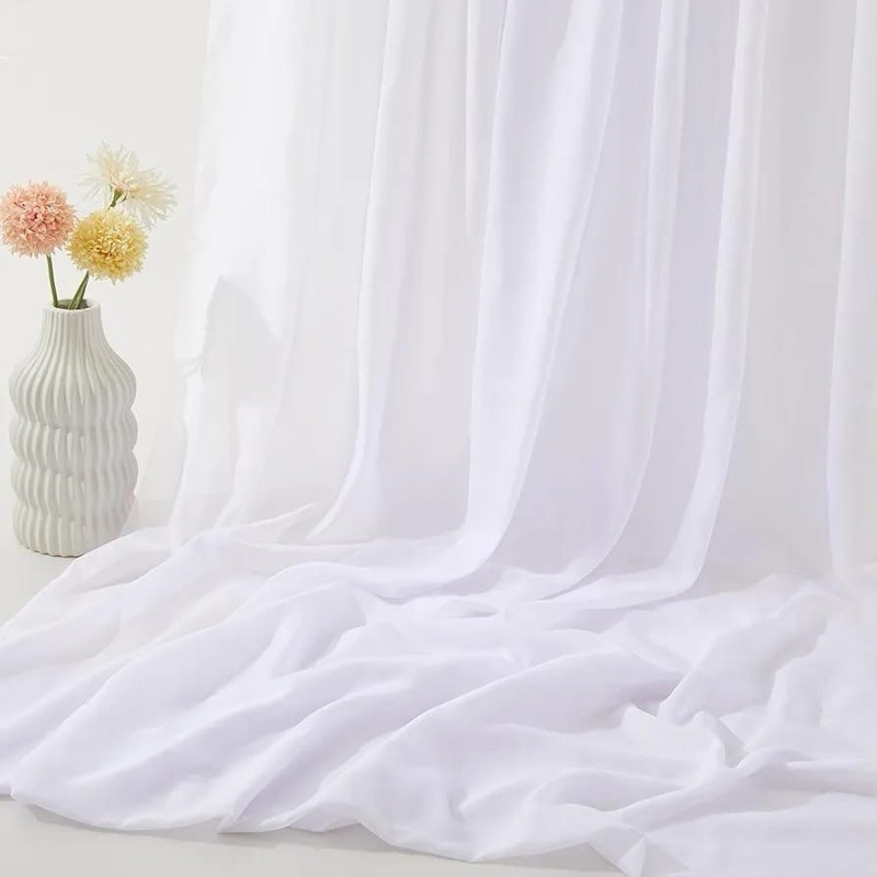 White Chiffon Wedding Arch Draping Fabric 30”x20ft Sheer Backdrop Curtain gallery