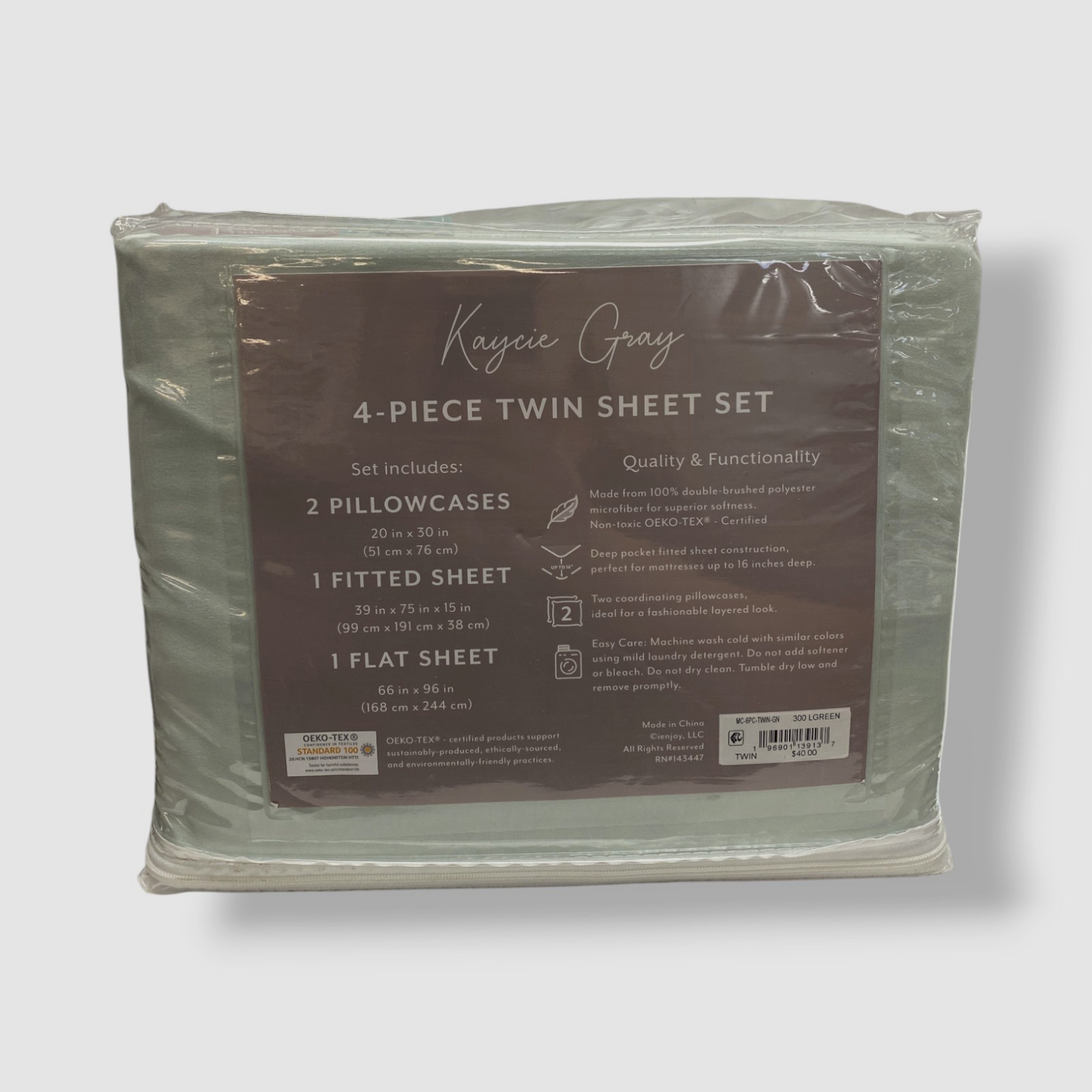 Kaycie Gray Green Microfiber 4-Pc. Sheet Set - Twin Size gallery