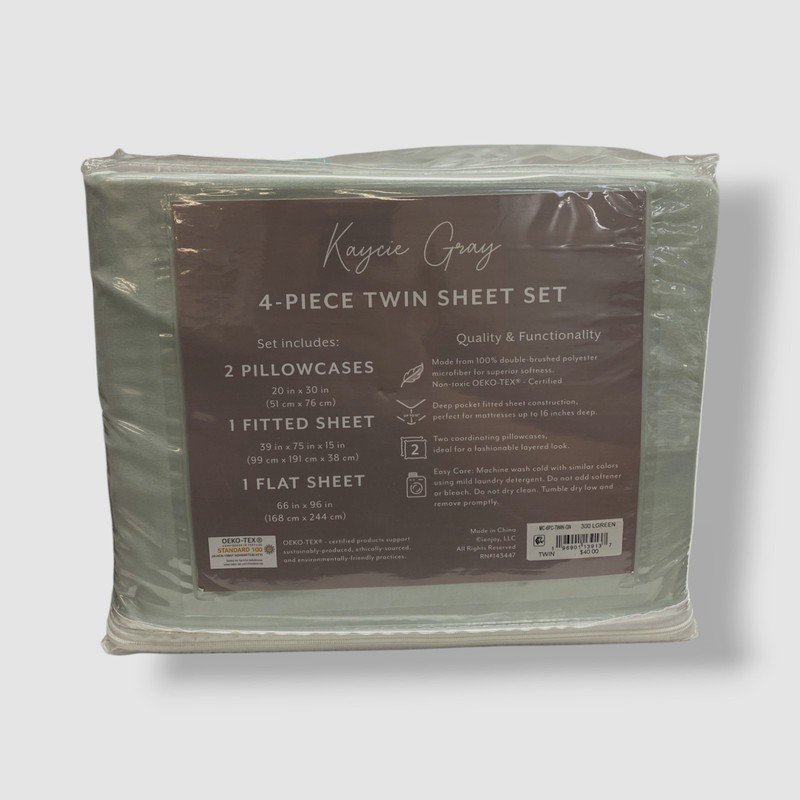 Kaycie Gray Green Microfiber 4-Pc. Sheet Set - Twin Size gallery