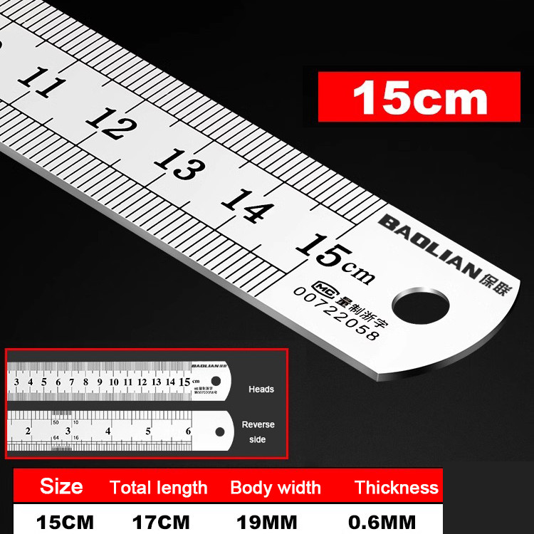 Double Side Metal Ruler Stainless Steel 15cm/20cm/30cm Straight Edge Metal Ruler gallery