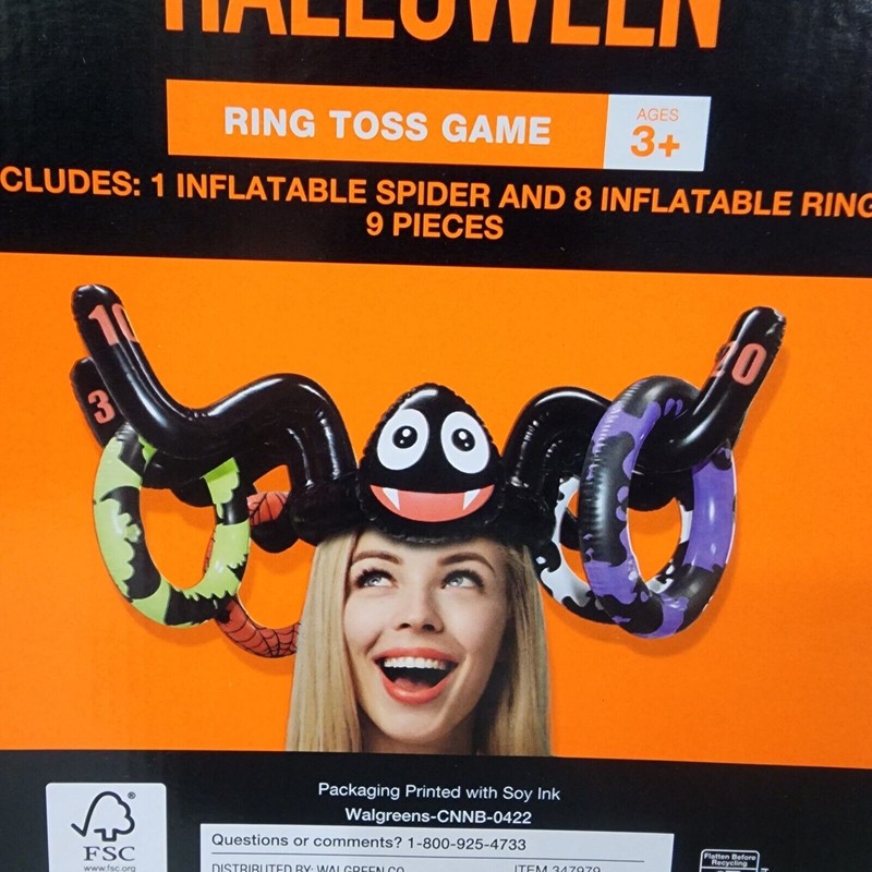 Inflatable Ring Toss Game Spider Hat Blow Up Rings Halloween Party Game gallery