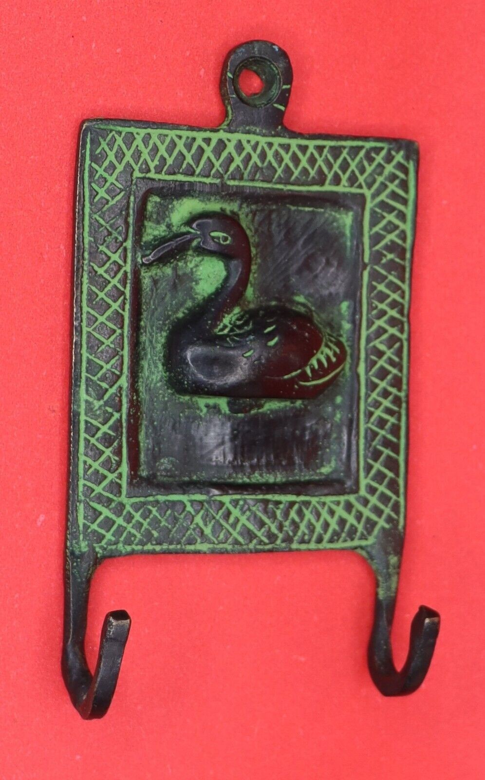 Duck Shape 2 Hook Victorian Antique Style Handmade Brass Cloth Key Wall Hanger gallery